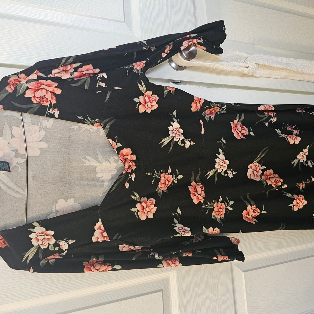 Floral Black Dress with Pink Flowers